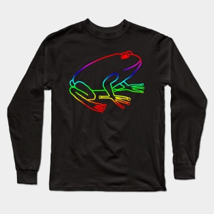 Rainbow Frog Line Drawing Long Sleeve T-Shirt